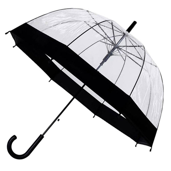 Clear Dome Umbrella Wedding Party Transparent Parasol Handle Waterproof Rain Black Venue Decorations