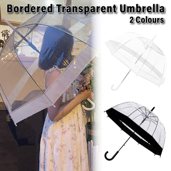 Clear Dome Umbrella Wedding Party Transparent Parasol Handle Waterproof Rain White Patio Umbrellas