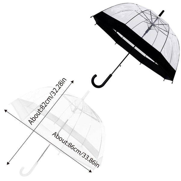 Clear Dome Umbrella Wedding Party Transparent Parasol Handle Waterproof Rain White Patio Umbrellas