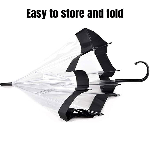 Clear Dome Umbrella Wedding Party Transparent Parasol Handle Waterproof Rain White Patio Umbrellas
