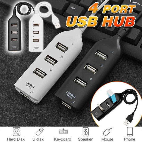 Multi Usb Hub 4 Port High Speed Slim Compact Expansion Smart Splitter Oz Au White Usb Cables Hubs & Adapters
