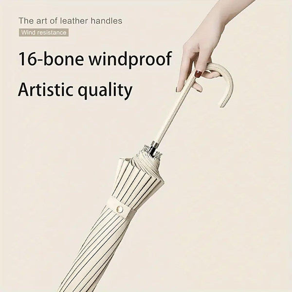 Large 16 Bone Automatic Umbrella Unisex Long Handle Dual Use Rain Sun Green Umbrellas