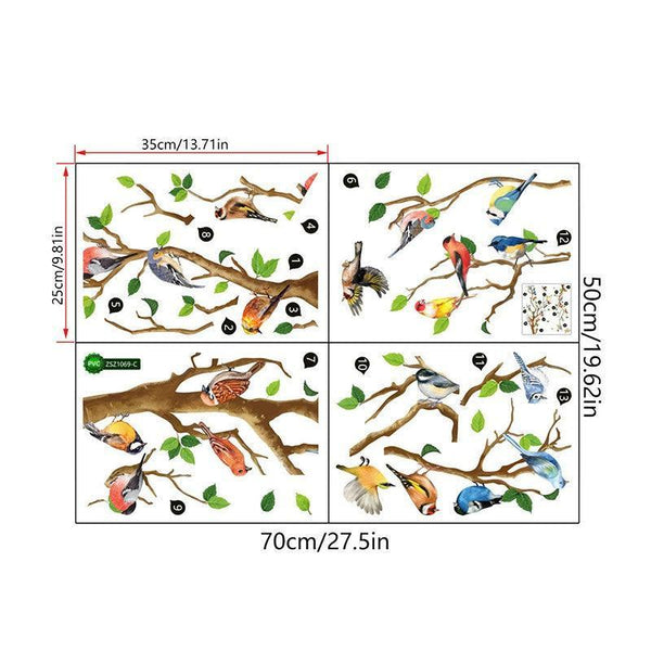 130X65cm Removable Birds On Tree Branch Decor Decal Home Wall Stickers