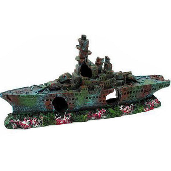 Aquarium Shipwreck Fish Tank Resin Sunken Fishing Hiding Pot Decor Aquariums