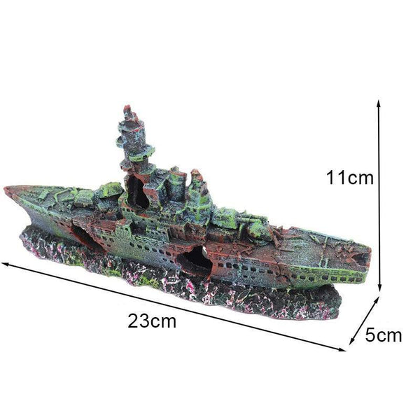 Aquarium Shipwreck Fish Tank Resin Sunken Fishing Hiding Pot Decor Aquariums