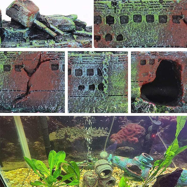 Aquarium Shipwreck Fish Tank Resin Sunken Fishing Hiding Pot Decor Aquariums