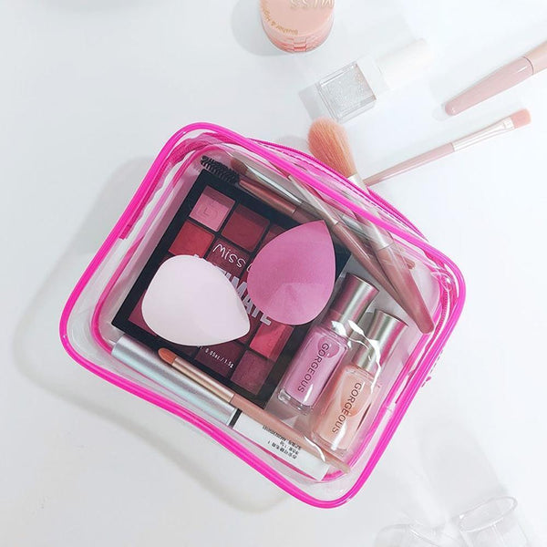 4Pcs Durable Pvc Cosmetic Bags Easy To Clean Multiple Sizes And Colours 9 Shades Banana Makeup Bags & Cases