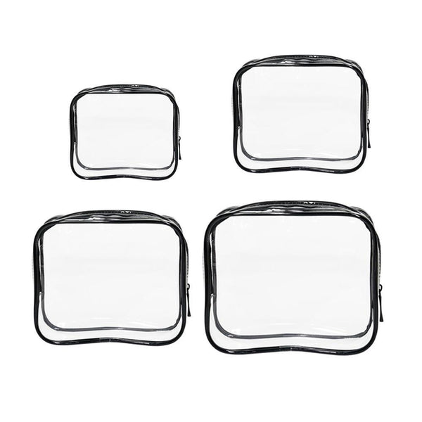 4Pcs Durable Pvc Cosmetic Bags Easy To Clean Multiple Sizes Makeup Bags & Cases