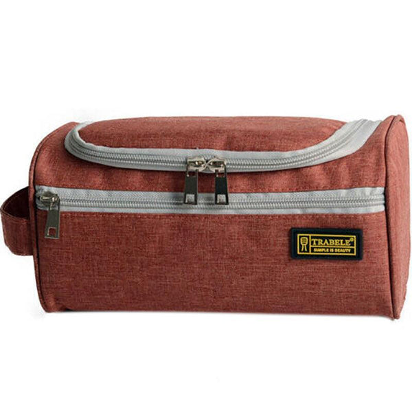Large Capacity Men Travel Toiletry Kit Wash Bag Waterproof Cosmetic Bags Holder Brick Red Makeup Bags & Cases
