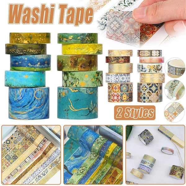 Gold Foil Washi Tape Set Decorative Craft For Gift Wrapping Scrapbooking Ysscj Sticky Tape