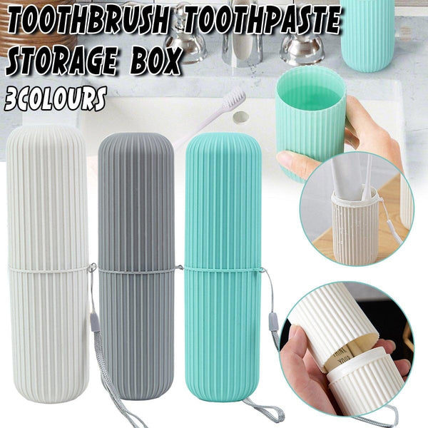 Travel Toothbrush And Toothpaste Holder Portable Bathroom Storage Box Case Cover Grey Tumblers & Toothbrush Holders