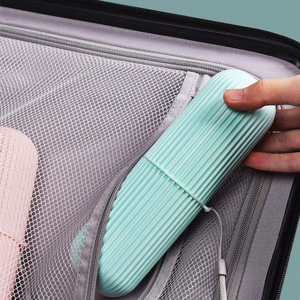 Travel Toothbrush And Toothpaste Holder Portable Bathroom Storage Box Case Cover Grey Tumblers & Toothbrush Holders