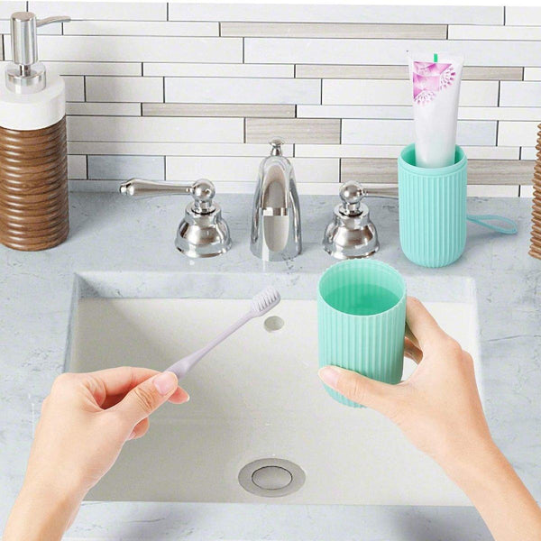 Travel Toothbrush And Toothpaste Holder Portable Bathroom Storage Box Case Cover Grey Tumblers & Toothbrush Holders