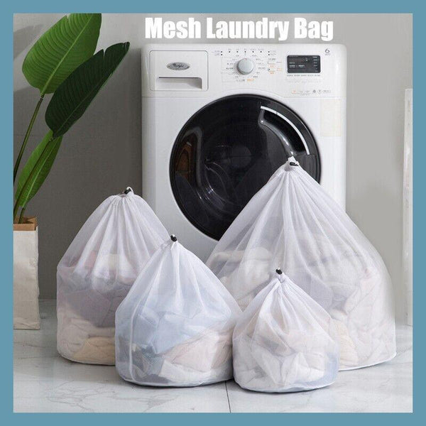 Laundry Washing Mesh Net Bag Drawstring Delicate Cloth Cleaning Clothes Lingerie S (40*30Cm) Laundry Bags