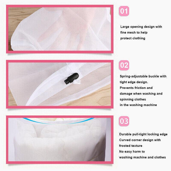 Laundry Washing Mesh Net Bag Drawstring Delicate Cloth Cleaning Clothes Lingerie S (40*30Cm) Laundry Bags
