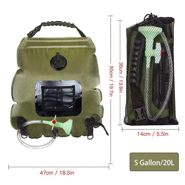 20L Camp Shower Bag Solar Heat Water Pipe Portable Camping Hiking Travel Outdoor Portable Showers & Accessories