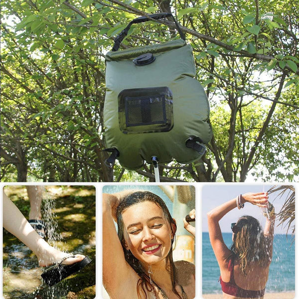 20L Camp Shower Bag Solar Heat Water Pipe Portable Camping Hiking Travel Outdoor Portable Showers & Accessories