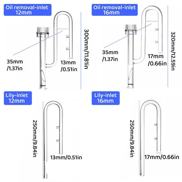 Aquarium Glass Inlet Outlet Pipe Fish Tank Filter Oil Film Remover Plant Holder Lily Inlet 12Mm Aquariums