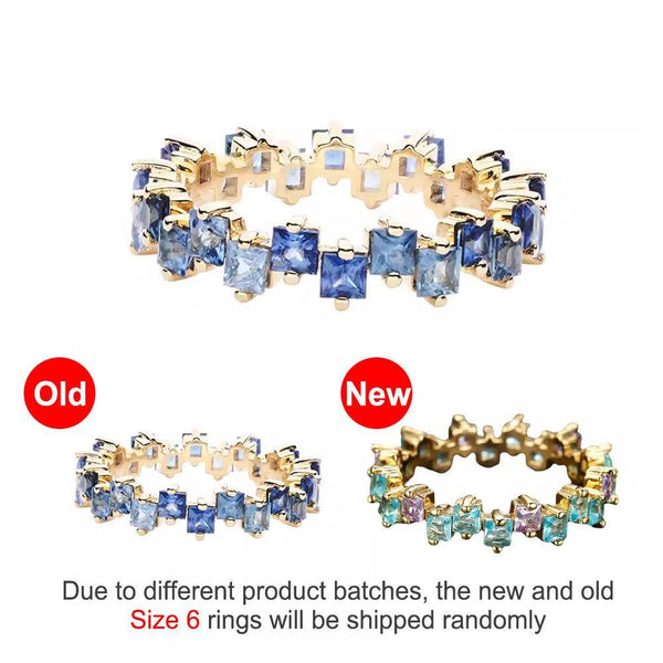 Square Design 1.2Ct Simulated Diamond Women Engagement Ring Rose Gold Plated Water Blue Size 6 Rings