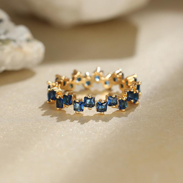 Square Design 1.2Ct Simulated Diamond Women Engagement Ring Rose Gold Plated Water Blue Size 6 Rings