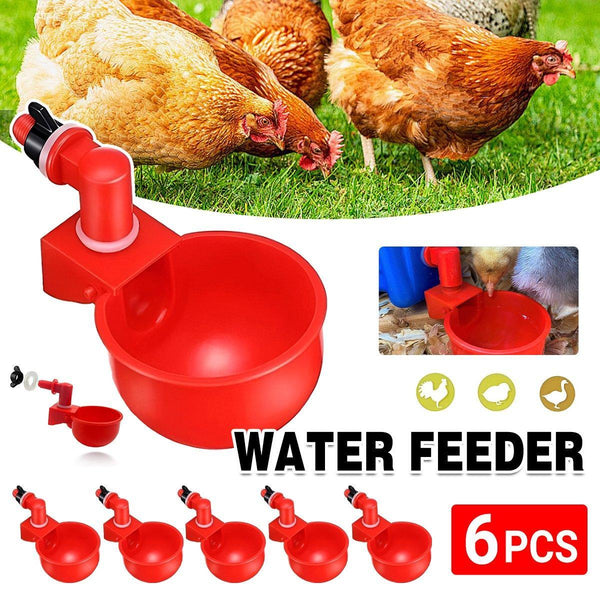 6X Automatic Chicken Water Cup Waterer Poultry Drinking Bowl Feeder Drinker Tool Small Animal Supplies