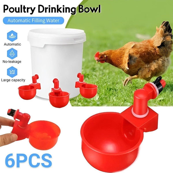 6X Automatic Chicken Water Cup Waterer Poultry Drinking Bowl Feeder Drinker Tool Small Animal Supplies