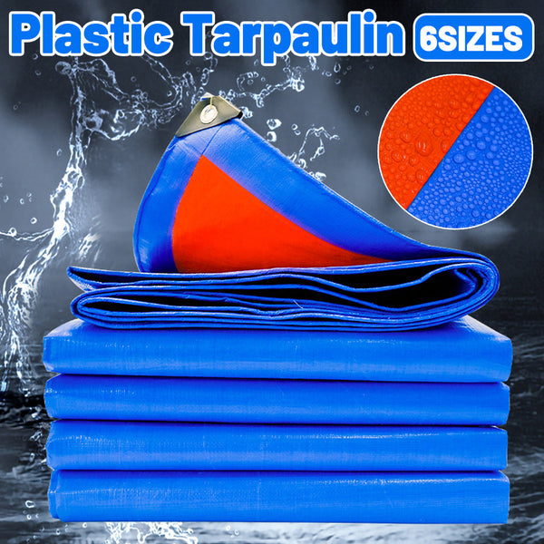 Waterproof Plastic Tarp Cover Heavy Duty Ground Sheet Rainproof Dustproof Blue 2X3m Tarps