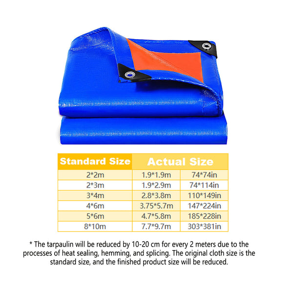 Waterproof Plastic Tarp Cover Heavy Duty Ground Sheet Rainproof Dustproof Blue 2X3m Tarps