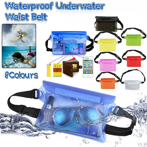 Waterproof Underwater Waist Belt Bum Bag Beach Swimming Boating Dry Phone Pouch Green Dry Bags