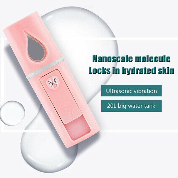 L2 Mini Nano Facial Mister With Top Mirror Rechargeable Cool Sprayer Au Pink Facial Cleansing Devices