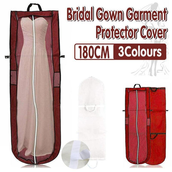 Wedding Dress Garment Bag 180Cm Long Bridal Gown Storage Dustproof Cover Zipper Beige Garment Bags