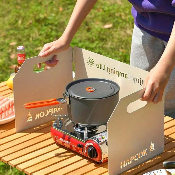 Outdoor Camping Tri Fold Board Portable Folding Windproof Windshield Protector White Parts & Accessories