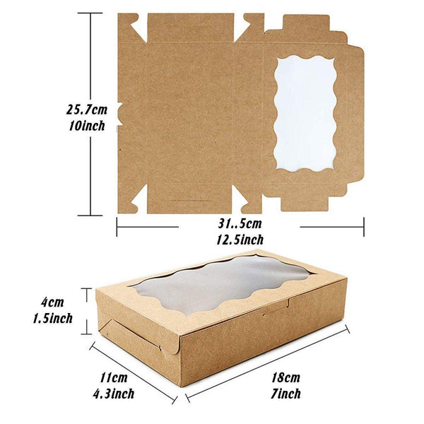 50Pcs Rectangular Kraft Paper Window Box Gift Packaging Boxes Party Favors Khaki Gift Boxes