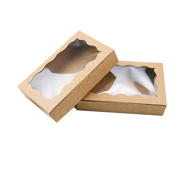 50Pcs Rectangular Kraft Paper Window Box Gift Packaging Boxes Party Favors Khaki Gift Boxes