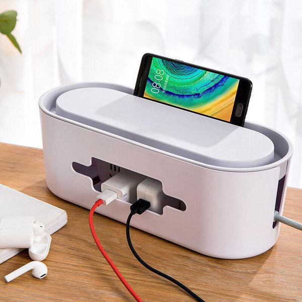 Cable Power Management Storage Box Socket Wire Tidy Organiser Hide Case Grey Storage Boxes