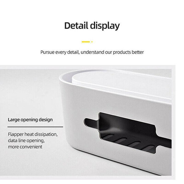 Cable Power Management Storage Box Socket Wire Tidy Organiser Hide Case Grey Storage Boxes