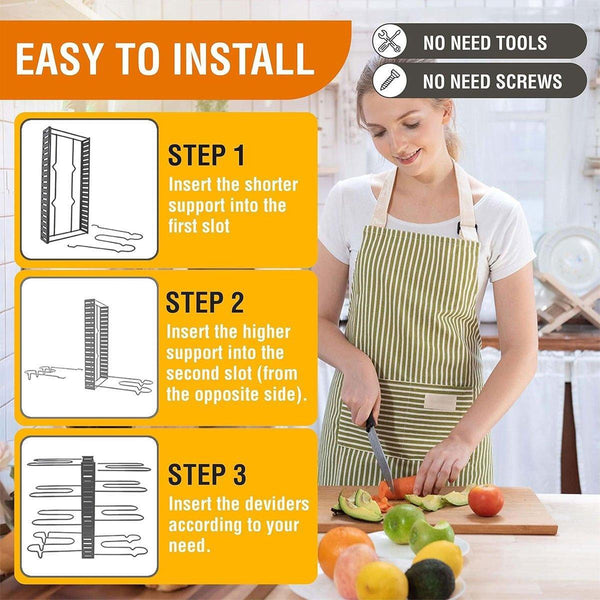 Multi Layer Pot Lid Rack Vertical Storage Organizer Countertop Holder Racks & Holders