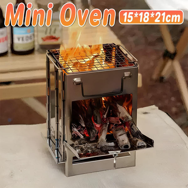 Square Wood Stove Mini Folding Grill Outdoor Camping Portable Bbq Cooking Rack Camping Stoves