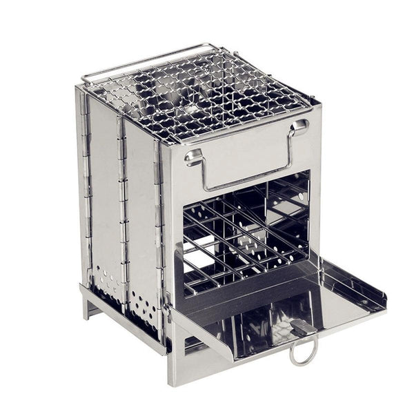 Square Wood Stove Mini Folding Grill Outdoor Camping Portable Bbq Cooking Rack Camping Stoves