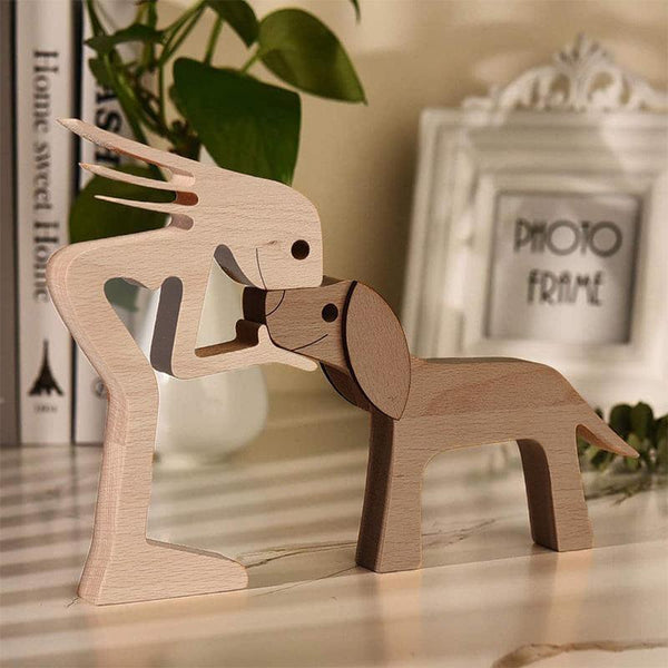 Handmade Statue Sitting Family And Dog Craft Home Decor Style B04 Sculptures & Figurines