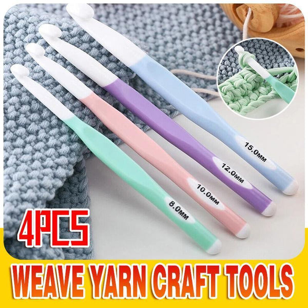 4Pcs Weave Yarn Craft Tools Ergonomic Handle Non Slip Knitting Needles Crochet Hooks Other Crocheting And Knitting