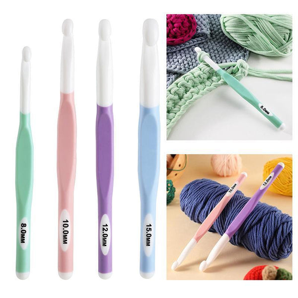 4Pcs Weave Yarn Craft Tools Ergonomic Handle Non Slip Knitting Needles Crochet Hooks Other Crocheting And Knitting