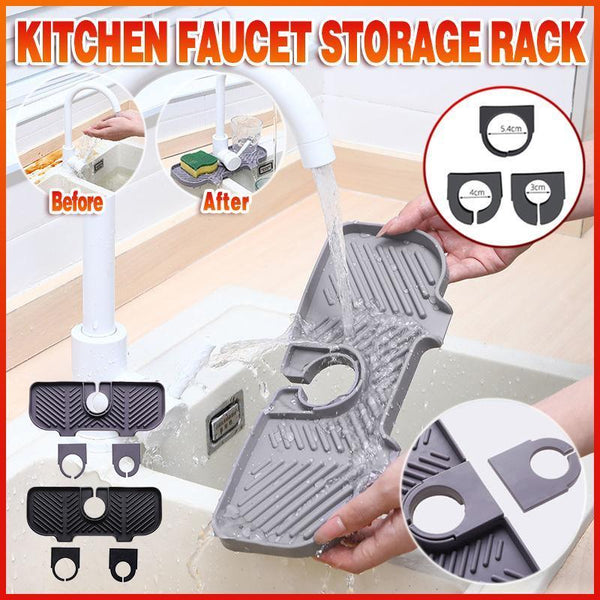 Kitchen Faucet Storage Rack Holder Soap Sponges Caddy Organizer Sink Basket Grey Soap Dishes & Dispensers