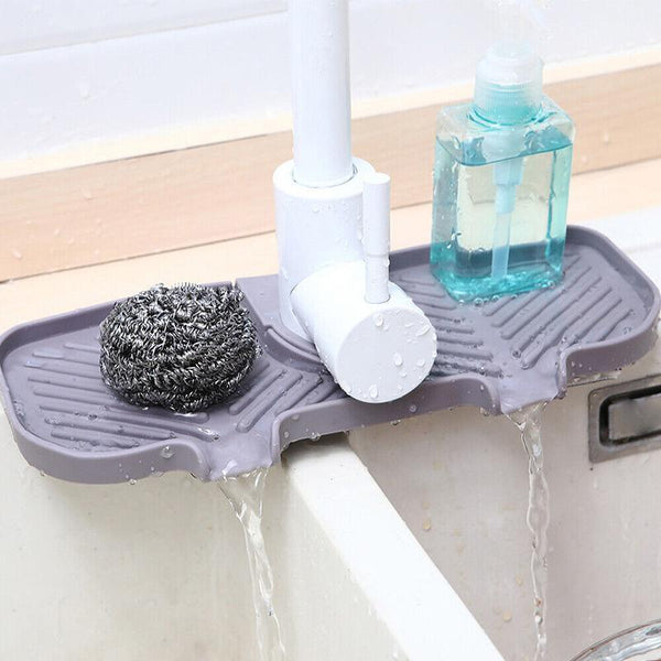 Kitchen Faucet Storage Rack Holder Soap Sponges Caddy Organizer Sink Basket Grey Soap Dishes & Dispensers