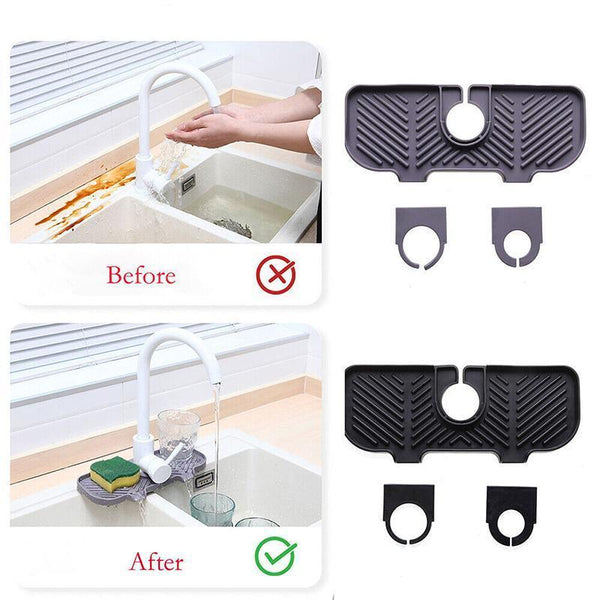 Kitchen Faucet Storage Rack Holder Soap Sponges Caddy Organizer Sink Basket Black Soap Dishes & Dispensers