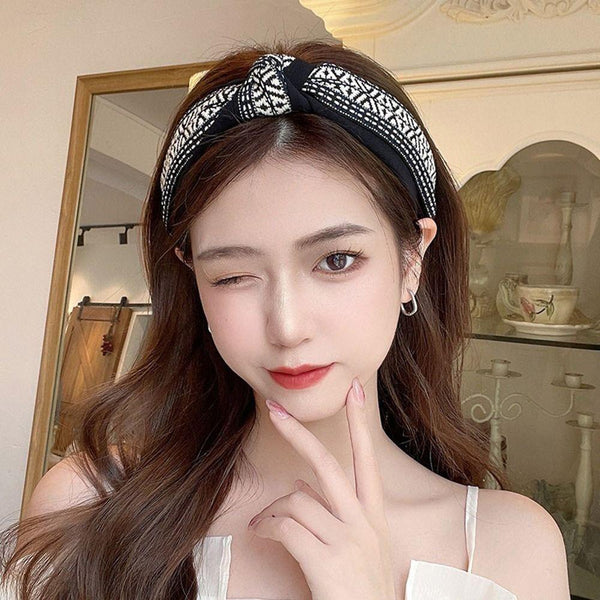 Womens Retro Boho Embroidery Cotton Wide Hair Headband Wra Headbands