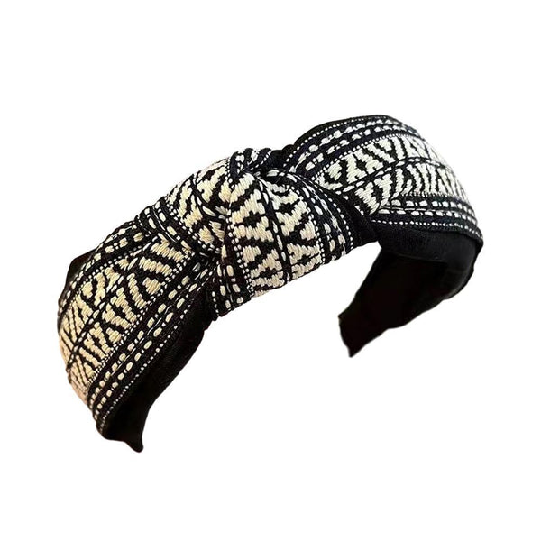 Womens Retro Boho Embroidery Cotton Wide Hair Headband Wra Headbands
