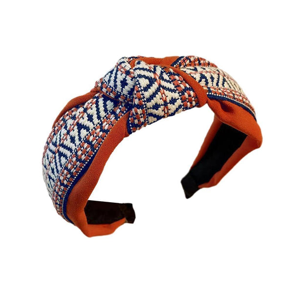 Womens Retro Boho Embroidery Cotton Wide Hair Headband Wra Headbands
