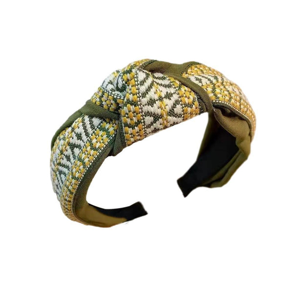 Womens Retro Boho Embroidery Cotton Wide Hair Headband Wra Headbands