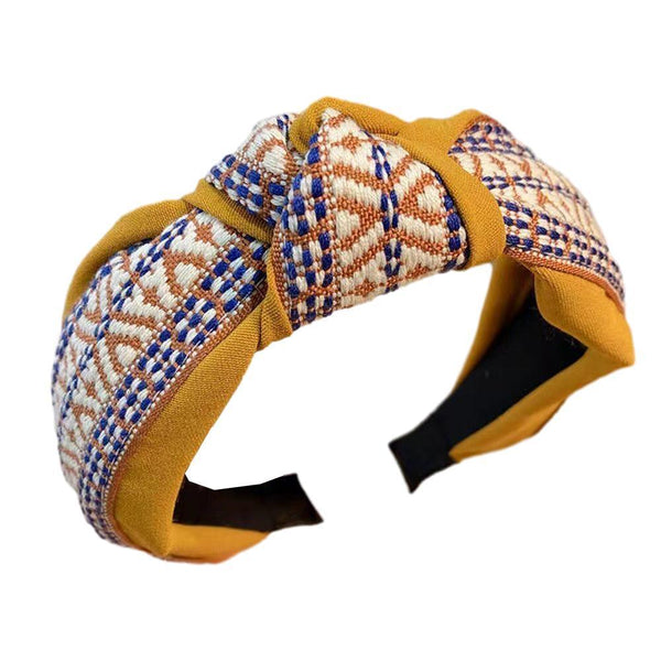 Womens Retro Boho Embroidery Cotton Wide Hair Headband Wra Headbands